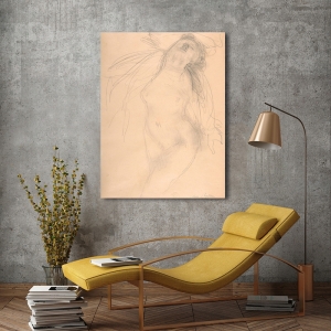 Tableau sur toile, affiche, poster, dessin Auguste Rodin, Nu féminin