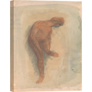 Wall art print and canvas by Rodin, Nude female figure holding left foot
