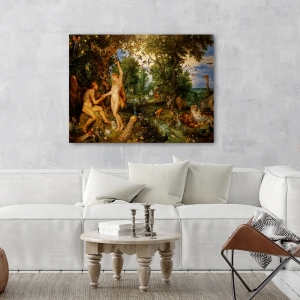 Art print, canvas by Peter Paul Rubens, The garden of Eden & fall of man