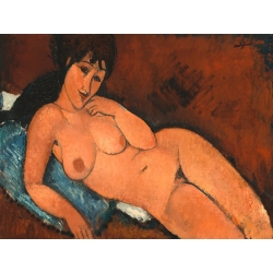 Kunstdruck, Leinwandbilder Poster Modigliani, Nackt auf blauen Kissen