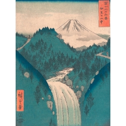 Cuadro japonés, poster y lienzo, Hiroshige, Monte Fuji desde las montañas