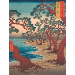 Tableau toile, affiche Hiroshige, La plage Maiko province de Harima