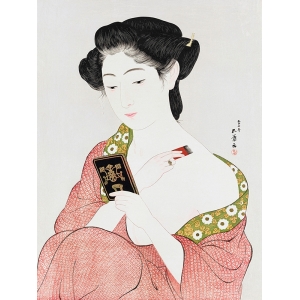 Art print, canvas, poster by Hashiguchi, Japanese Woman Applying Powder