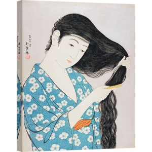 Art print, canvas, poster by Hashiguchi, Japanese Woman Combing Hair
