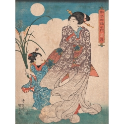 Art print, canvas, poster by Utagawa Kunisada, Woman under the Moon