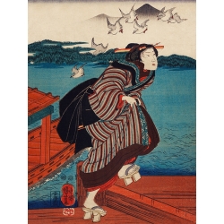 Cuadro japonés, poster y lienzo, Kuniyoshi Utagawa, Mujer joven