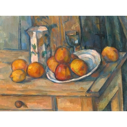 Stampa Paul Cezanne, Natura morta con brocca di latte e frutta
