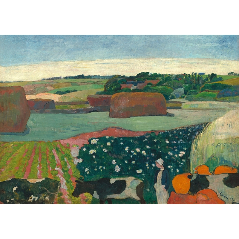 Cuadro, poster y lienzo, Paul Gauguin, Hojas de heno en Bretaña