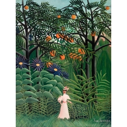 Kunstdruck, Leinwandbilder, Poster Rousseau, Frau exotischen Wald