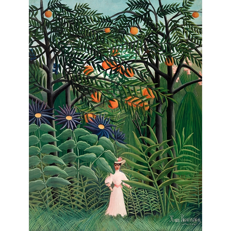 Wall art print, canvas. Rousseau, Woman Walking in an Exotic Forest