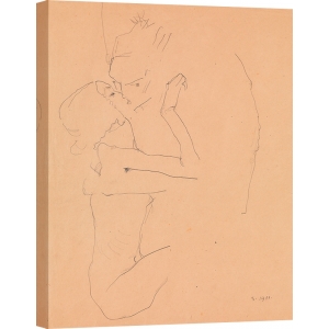 Tableau toile, affiche Egon Schiele, Le baiser