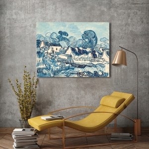 Quadro, stampa su tela. Van Gogh, Paesaggio con case