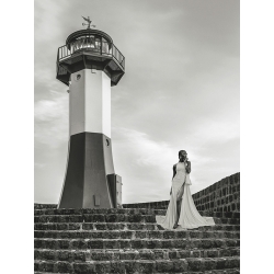 Fashion wall art print, canvas, poster. Under the lighthouse BW
