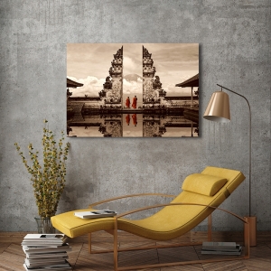 Art print with buddhist monks, canvas, poster. Gates of Heaven, Bali