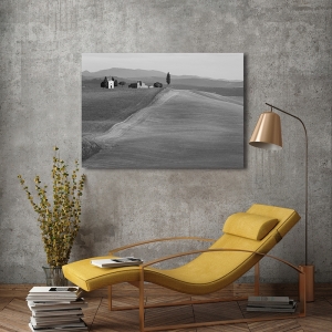 Wall art print, canvas, poster, Val d'Orcia, Siena, Tuscany, BW