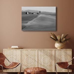 Wall art print, canvas, poster, Val d'Orcia, Siena, Tuscany, BW