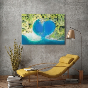Tableau sur toile, affiche, Atoll en forme de cœur, Fidji
