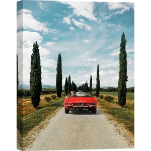 Wall art print, canvas, poster, Sportscar in Tuscany