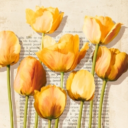 Quadro su tela con fiori, poster. Luca Villa, Tulipani Vintage dettaglio