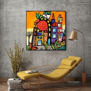 Colorful wall art print and canvas. Wallas, Protecting the Sun