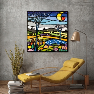 Colorful wall art print and canvas. Wallas, Peaceful night