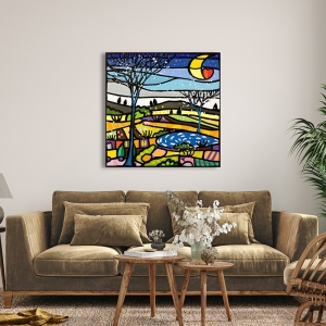 Colorful wall art print and canvas. Wallas, Peaceful night