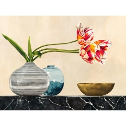 Art print, canvas, Thomlinson, Floral Setting on Black Marble detail