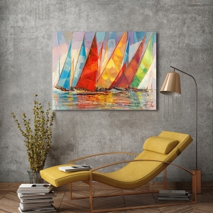 Cuadro barcos de vela, lienzo, poster, Florio, Regata de verano