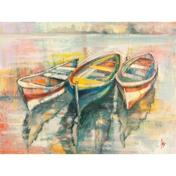Cuadro barcos, lienzo, poster, Luigi Florio, Barcos en el amarre