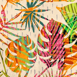 Tableau palmier sur toile, affiche, Eve C. Grant, Palmes en fête II