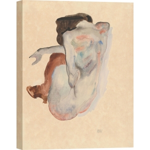 Cuadro en lienzo y poster Egon Schiele, Desnudo en cuclillas