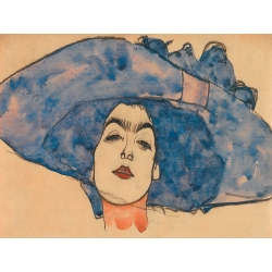 Quadro con disegno di Egon Schiele, Eva Freund con un cappello blu