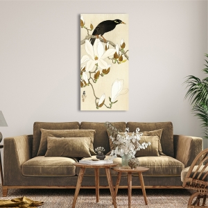 Japanese art print, canvas, poster Ohara Koson, Myna on Magnolia
