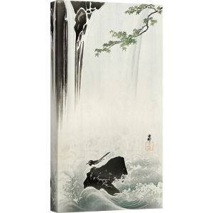 Tableau de Ohara Koson, Petit oiseau près d'une chute d'eau