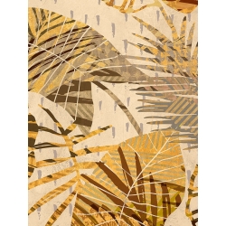 Moderne Kunstdruck, Leinwandbilder, Goldene Palmen Komposition I