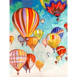 Tableau de Luigi Florio, Danse de montgolfières, détail. Toile, affiche