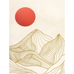 Quadro moderno dorato, Miko Sayaka, Montagne al tramonto I