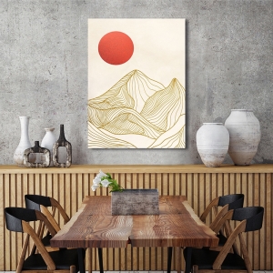 Tableau scandinave, Coucher de soleil sur les montagnes I, Miko