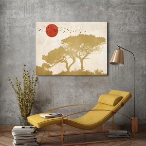 Quadro moderno dorato, Miko Sayaka, Passaggio sopra gli alberi