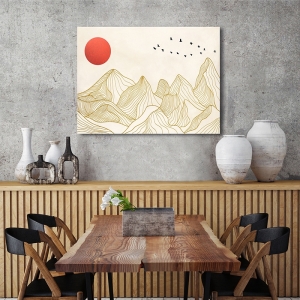 Tableau scandinave, Coucher de soleil sur les montagnes de Miko