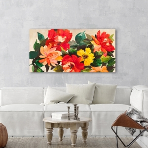 Floral print and canvas, Summer in the garden by Anna Borgese