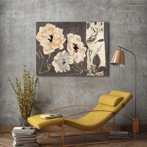 Gray art print and canvas, Earth Flowers I by Kelly Parr