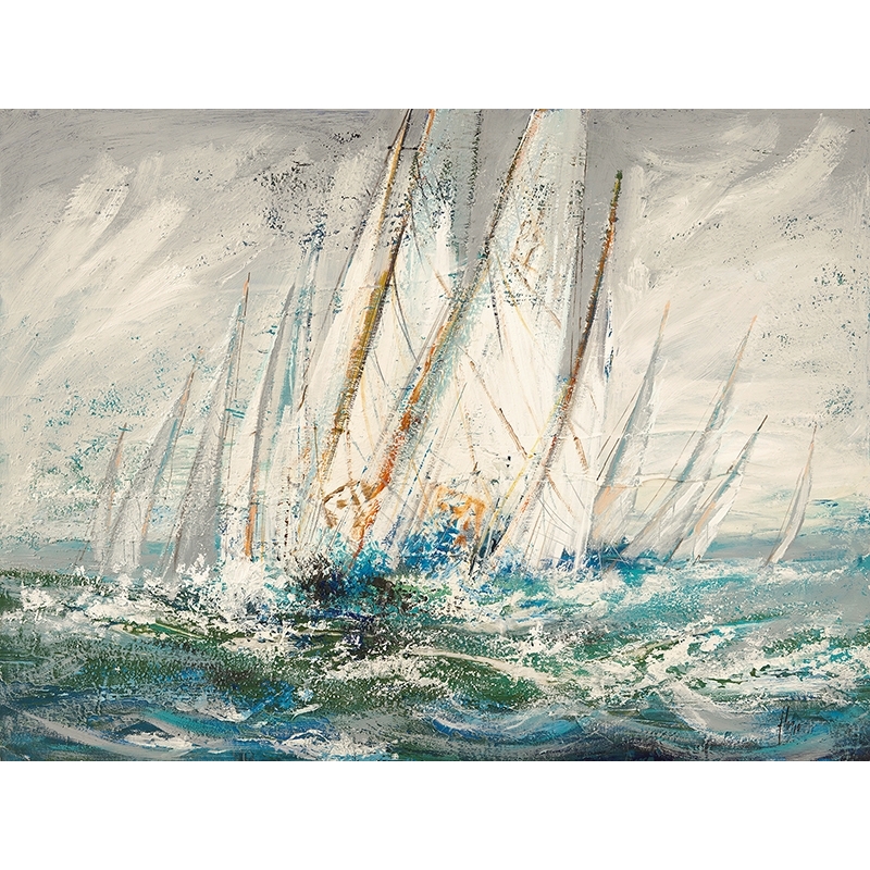 Sailboats art print and canvas, Water and wind by Luigi Florio