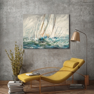 Tableau voilier, toile et affiche, L'eau et le vent de Luigi Florio
