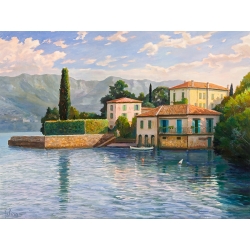 Tableau sur toile, affiche, Villa sur le lac de Adriano Galasso