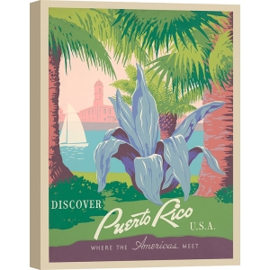 Vintage art print and canvas, Visit Puerto Rico, 1940