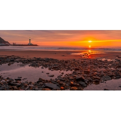 Tableau, Coucher de soleil sur la côte du Yorkshire, Royaume-Uni