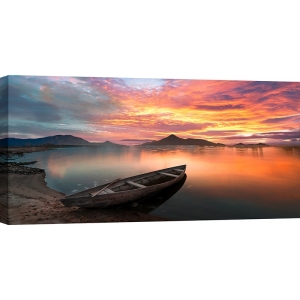 Wall art print and canvas, Sunset on a lake, Scotland