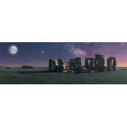 Quadro, poster stampa su tela Stonehenge sotto la luna