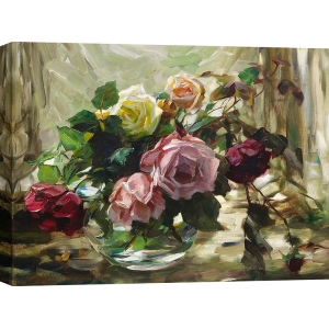 Kunstdruck, Rosen auf einem Tischtuch von Alexander Koester